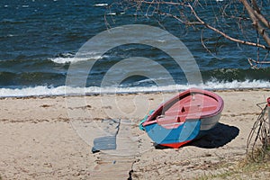 Boat on the beach in Rewa