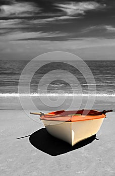 Boat on the beach, Selective colouring.