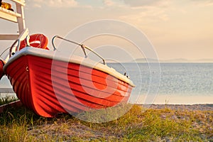 Boat on beach, Sithonia, Greece