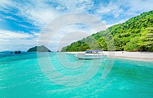 Boat on the beach and Summer holiday