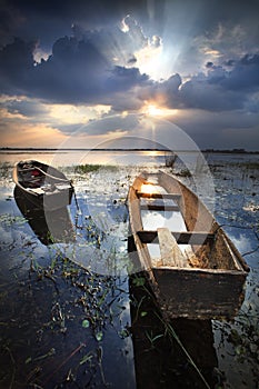 Boat with a beautiful sky.