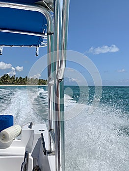 Boat in the blue sea