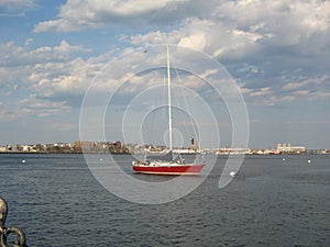 Boat in Boston Harbor, Boston, Massachusetts, USA