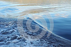 Boat Bow Wave in Blue Water