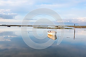 Boat on calm still water