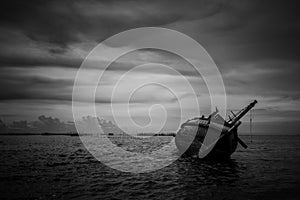 The boat capsized in the sea