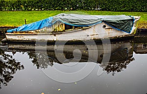 Boat on channel in Haarlem - Holland