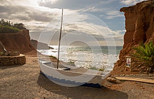 Boat in the cove sa caleta in Ibiza