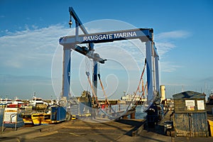 Boat crane in Ramsgate Harbor, UK