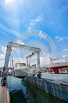 Boat crane working with boats