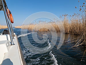 Boat cruise at Comana Natural Park, Romania