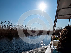 Boat cruise at Comana Natural Park, Romania