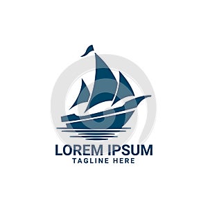 boat, cruise, or yacht vector logo design. fit for transportation or traveling on the sea logo. simple flat color style