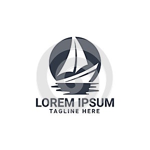 boat, cruise, or yacht vector logo design. fit for transportation or traveling on the sea logo. simple flat color style