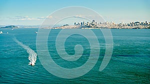 Boat cruising San Francisco Bay