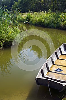 Boat detail in pond