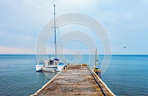 Boat at a dock.