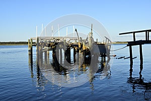 Boat dock damaged by Hurricane Matthew, Vilano Beach, Florida