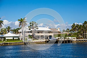 Boat on Dock by Intercoastal Home