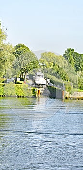 Boat at a dock in Kinderdijk, Holland