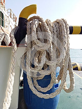 Boat dock and rope.