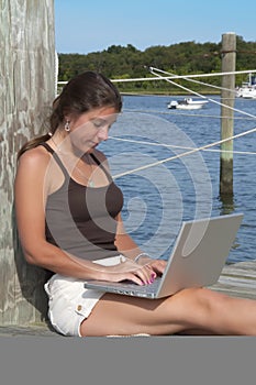 Boat dock surfer girl1