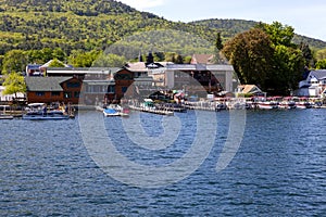 Boat docks at Lake George