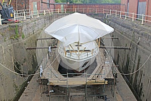 Boat in dry dock