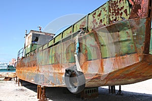 Boat in dry dock