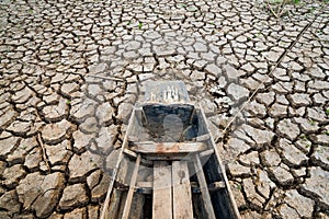 Boat on dry land texture global warming sign