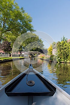 Boat in Dutch village Giethoorn