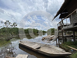 Boat on the edge of an ancient river