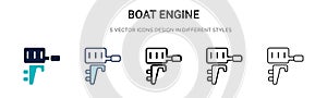 Boat engine icon in filled, thin line, outline and stroke style. Vector illustration of two colored and black boat engine vector