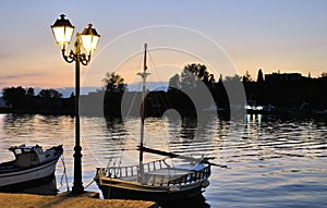 Boat evening calm loneliness meditations alone sea coast nature