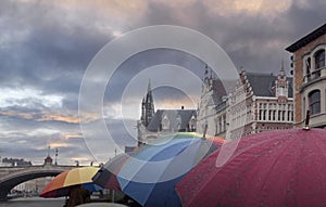 Boat excursion in bad weather along the canals of the ancient city