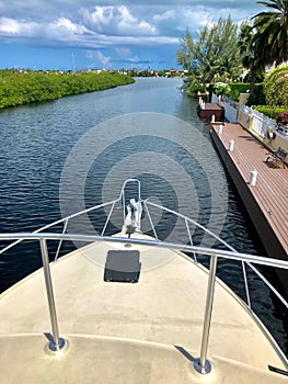 Boat Faceing River Outlet in Cayman Island