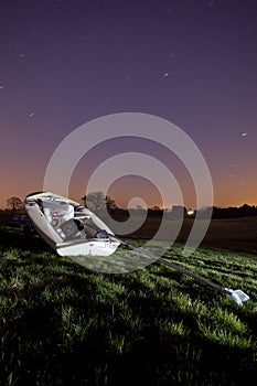 Boat in field