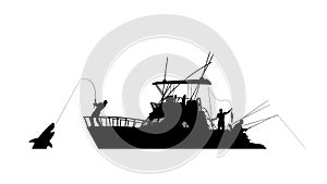 Boat fishing silhouette