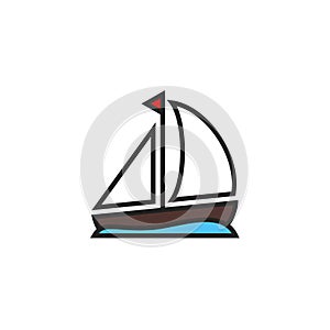 Boat Flat Icon Vector, Symbol or Logo.