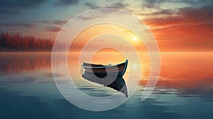 Boat Floating on Lake Under Cloudy Sky