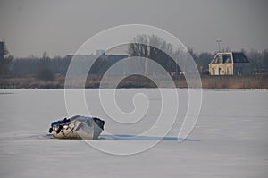 Boat on a frozen Canal