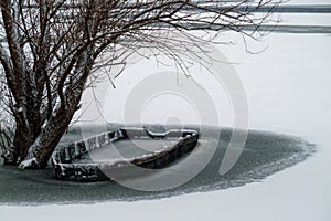 Boat on the frozen river