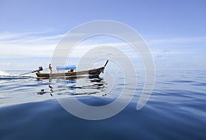 Boat go swiftly through the sea