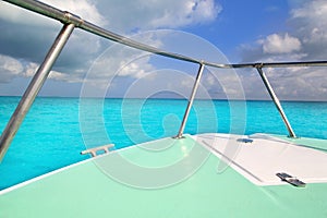 Boat green bow in turquoise caribbean sea