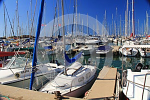 Boat Harbor on the Mediterranean Sea in Herzliya Israel