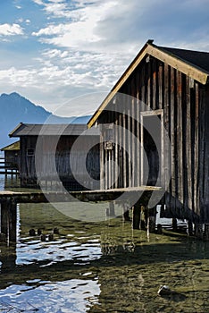 Boat house on Bavarian lake