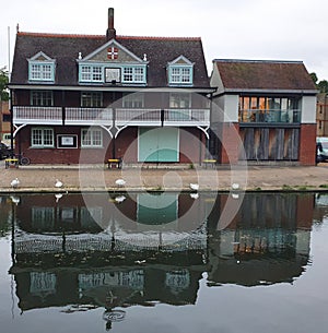 Boat house cambridge River Cam reflectio photo