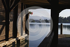 Boat house at lake