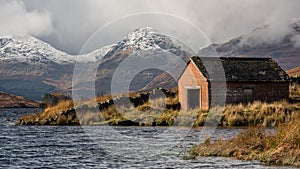 Boat House at Loch Arklet in Trossachs National Park photo