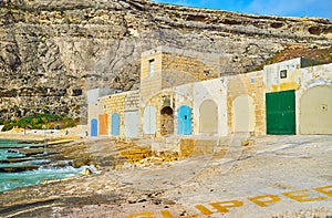 The boat houses in san Lawrenz village, Gozo, Malta